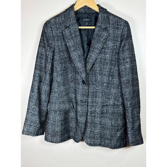 Talbots Women’s Tweed Blazer Jacket Black 12 Wool Blend Career Interview - Picture 1 of 7